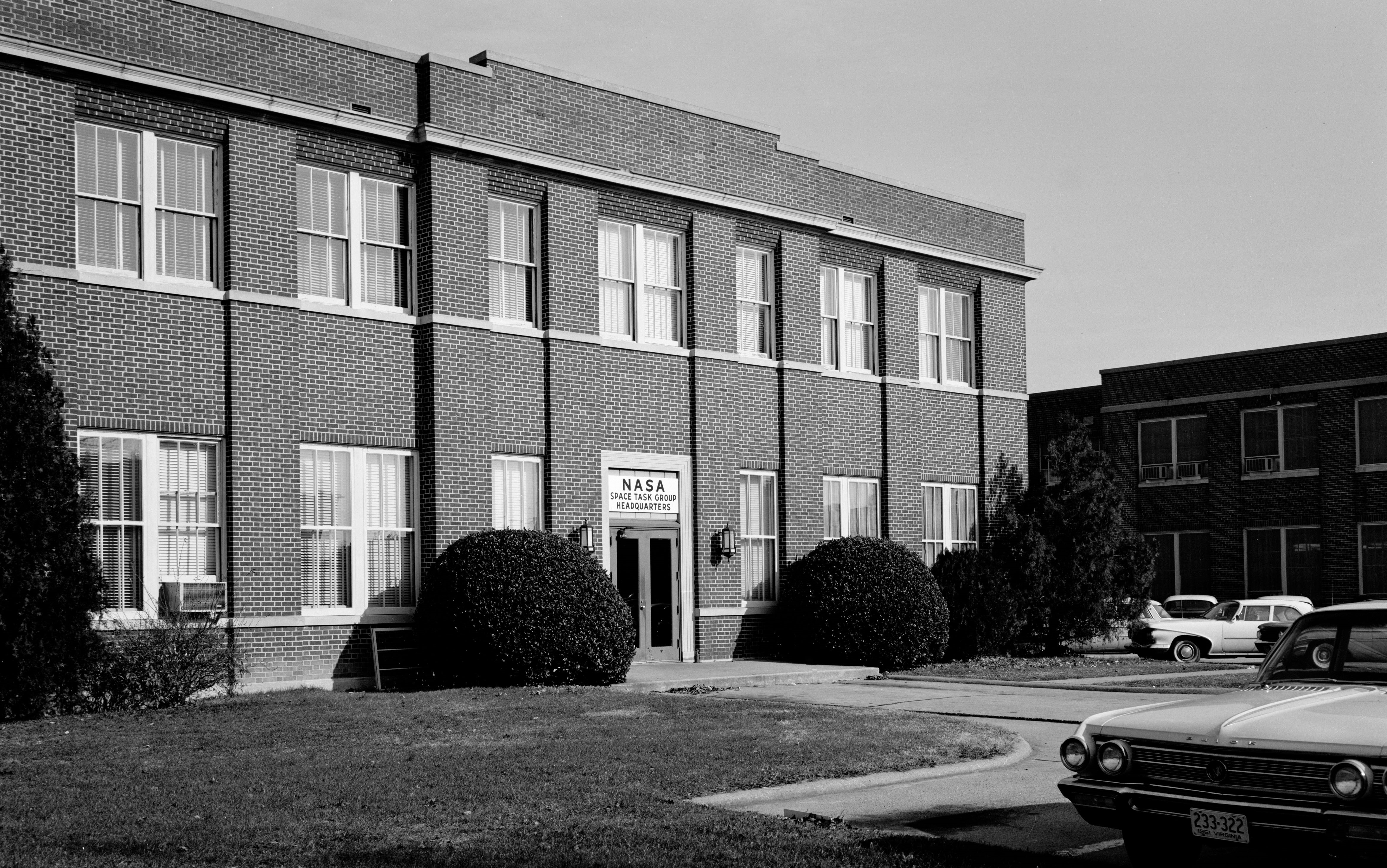 The headquarters building for the Space Task Group at NASA’s Langley Research Center in Hampton, Virginia