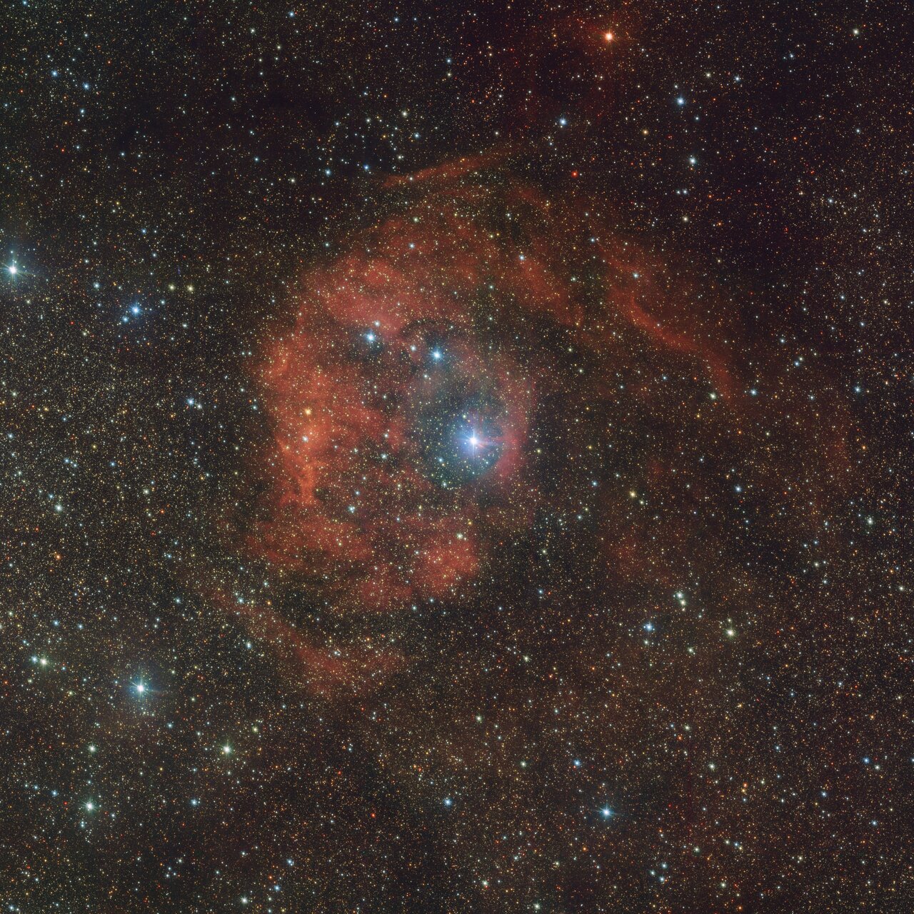 Cosmic imposter bathes distant nebula in fiery red glow: 'This star should not be here'