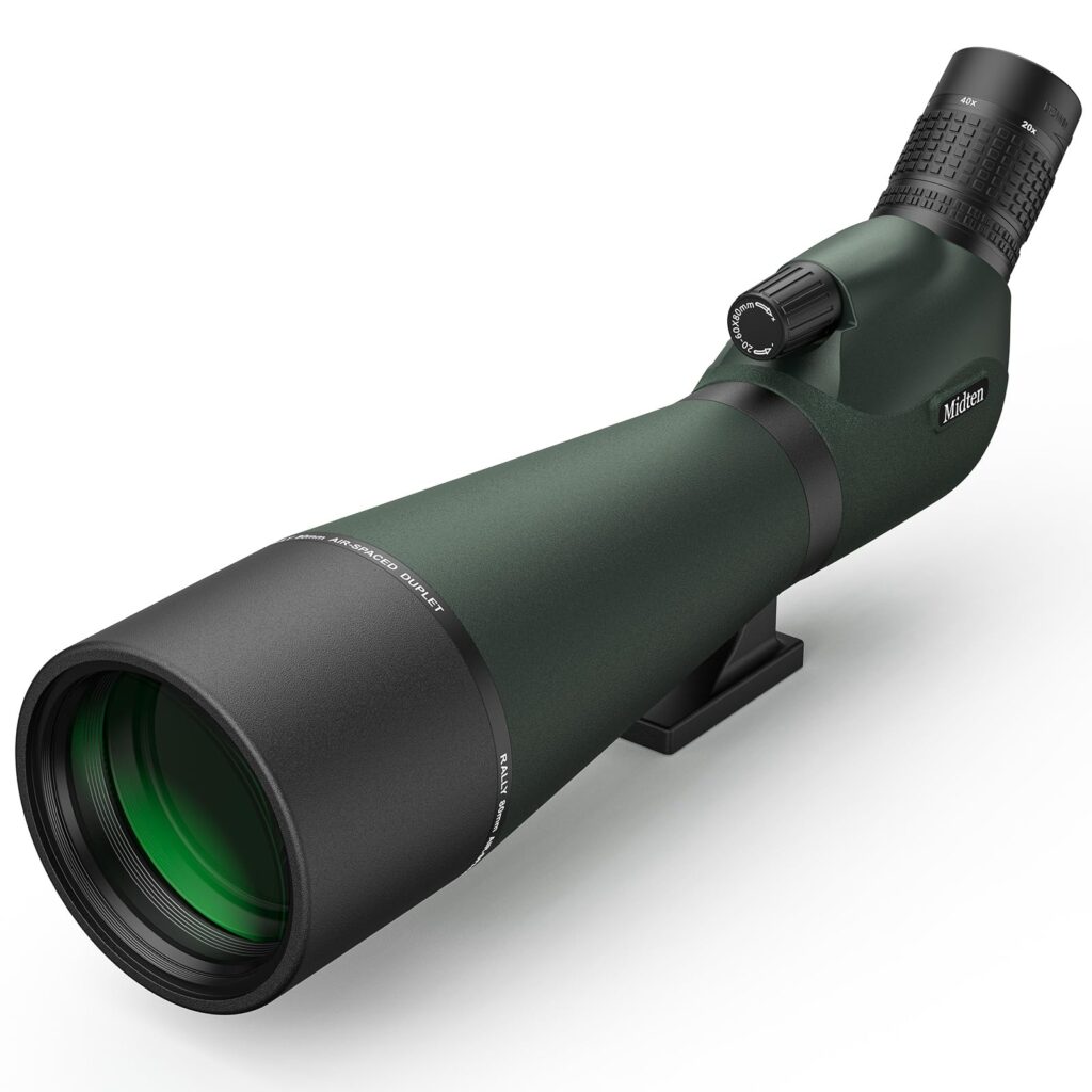 MidTen 20-60×80 BAK4 Waterproof Spotting Scope Kit with Tripod, Carrying Bag & Phone Adapter, Spotter Scope for Target Shooting, Bird Watching & Wildlife Viewing, Green