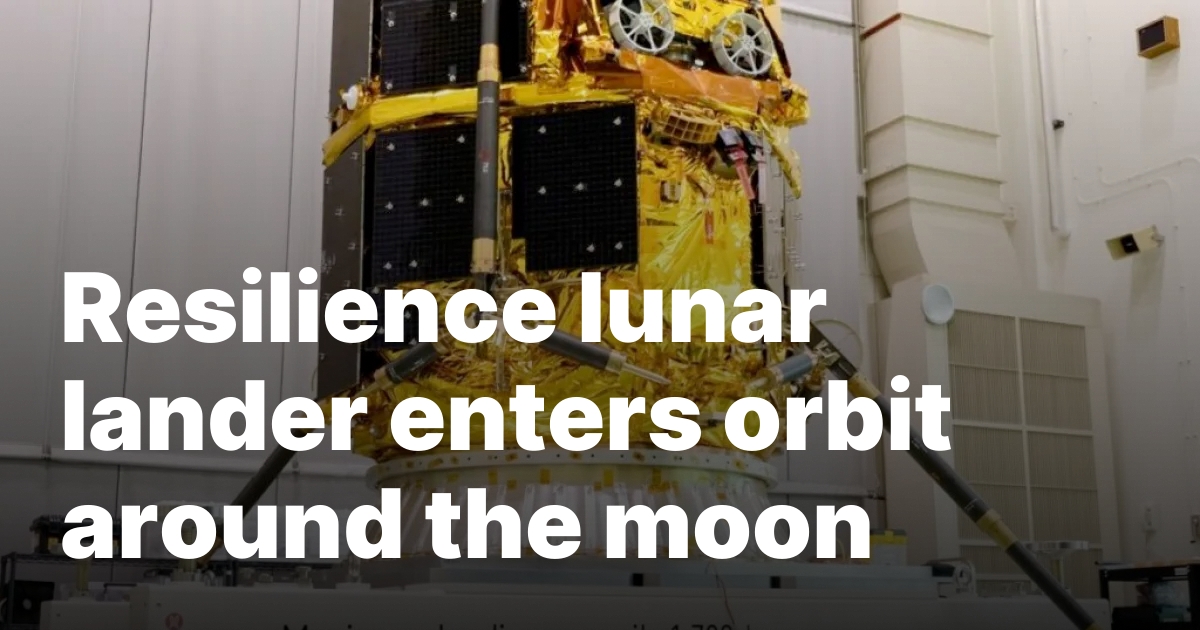 Resilience lunar lander enters orbit around the moon