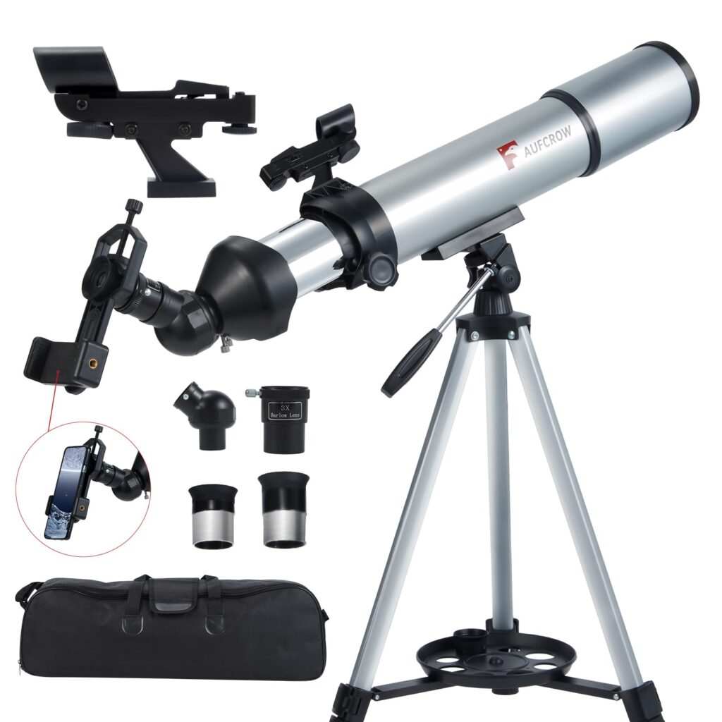 Telescope for Adults 80mm Aperture 600mm Refractor Telescopes High Magnification Astronomical Telescope for Beginner, Telescopio for Stargazing with Phone Adapter Carrying Bag Tripod