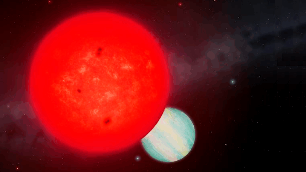 A Giant Planet Around A Tiny Star