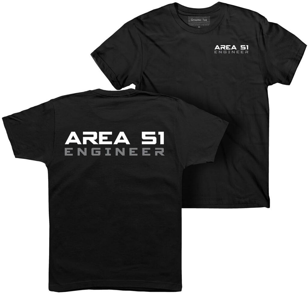 Area 51 t-Shirt, Engineer t-Shirt, UFO, CIA, Conspiracy, Space, NASA, Alien, FBI