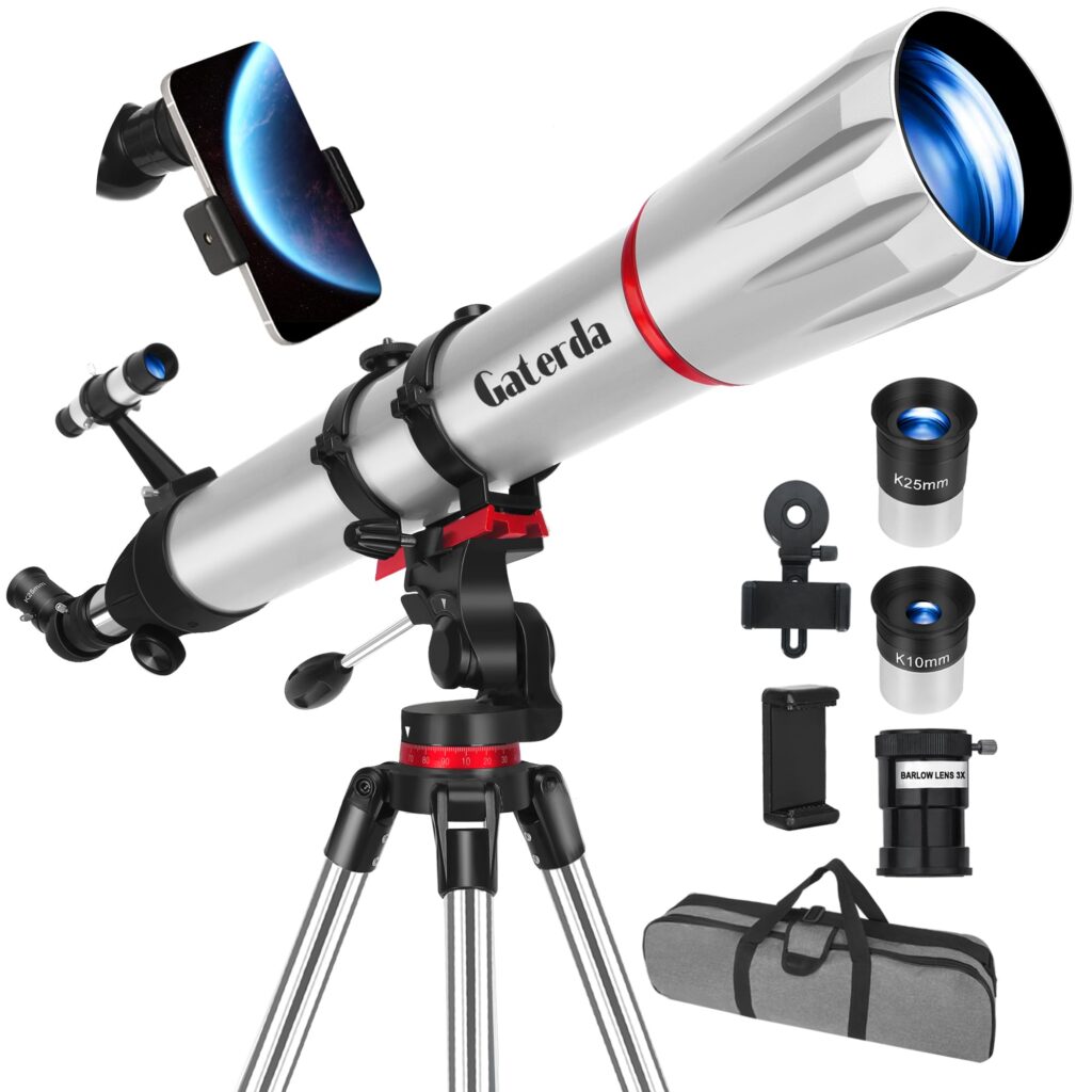 Gaterda Telescope, 90mm Aperture 900mm Refractor Telescope for Adults High Powered, Astronomical Telescopes for Adults Astronomy Beginners with Professional Eyepieces, Tripod, Phone Adapter&Carry Bag