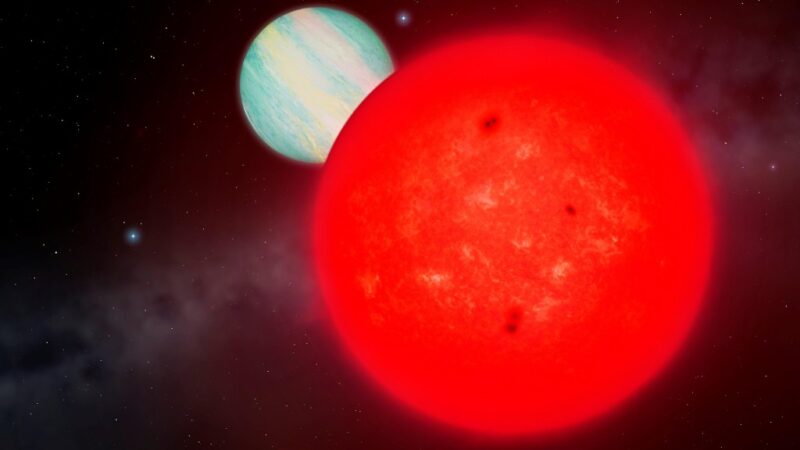 Giant planet around tiny star challenges formation theories