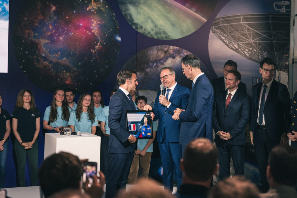 President of France Emmanuel Macron visits the Paris Space Hub