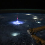ISS astronaut captures a rare phenomenon from orbit — a giant 'sprite' above a thunderstorm