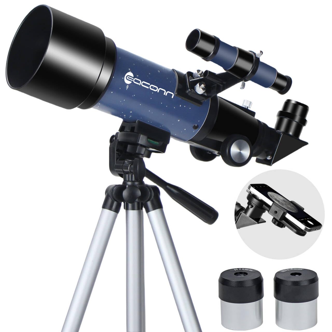 Telescopes, Telescope for Kids and Adults Beginners, 70mm Aperture 400mm Focus Length Refractor Travel Telescope with AZ Mount for Observe The Moon and Landscape-Blue
