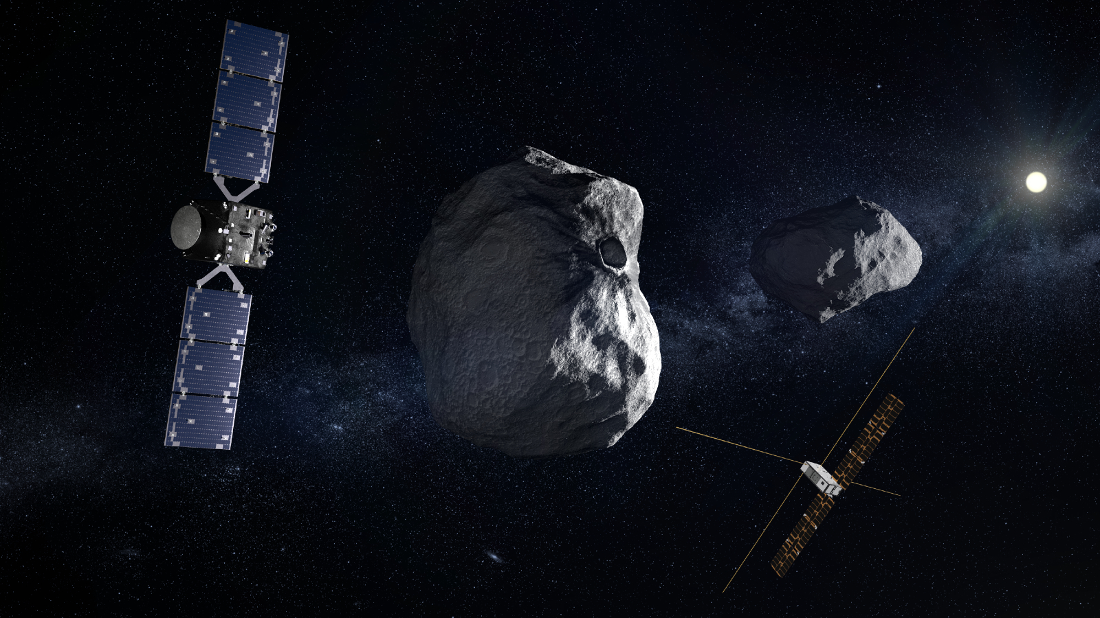 Spacecraft headed to DART asteroid crash site images 2 faint space rocks to boost planetary defense tactics
