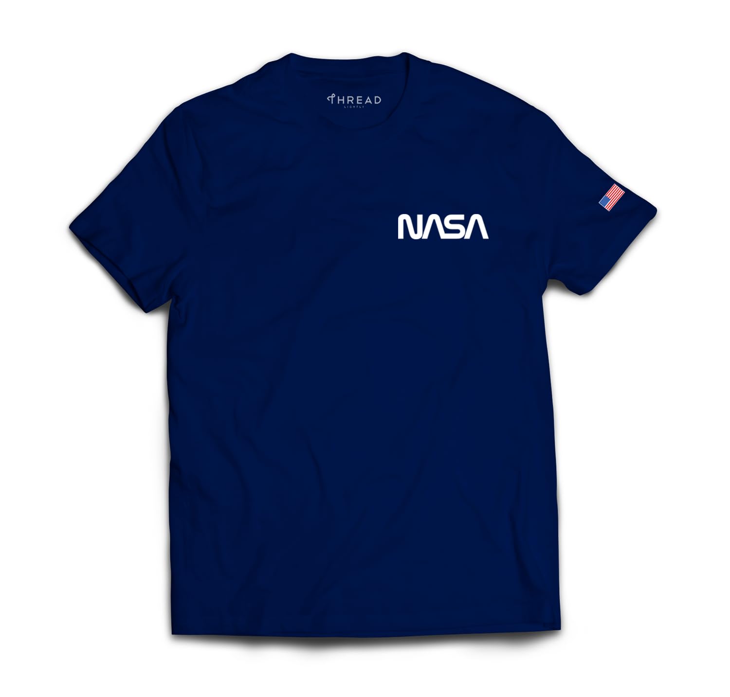 NASA Short Sleeve Shirt White Worm Logo Tshirt Graphic Tee Vintage Space Exploration