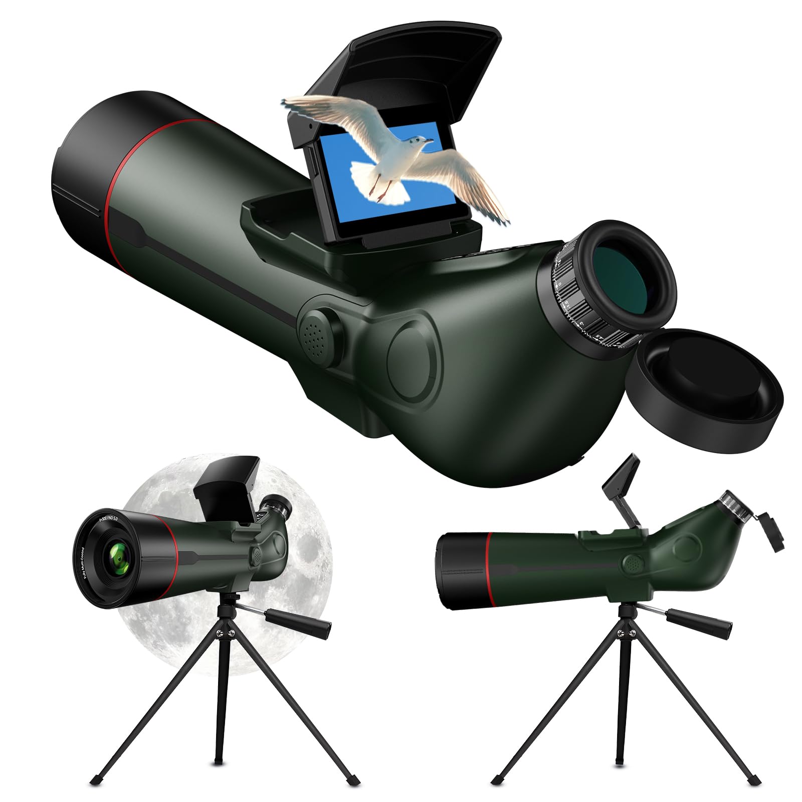 GOWWPUN Spotting Scopes with Desktop-Tripod – Save 30MP Photos&4K Video,2.8'' Extended IPS Screen,78mm Large Objective Lens for Stargazing,Bird Watching,Hiking,Wildlife Viewing,IP54 Waterproof