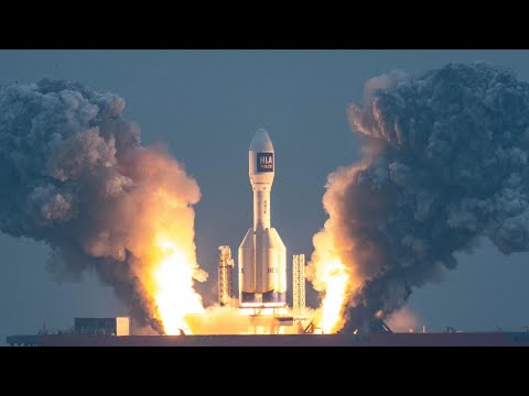 Huge commercial Chinese solid rocket launches 3 satellites from barge in the Yellow Sea