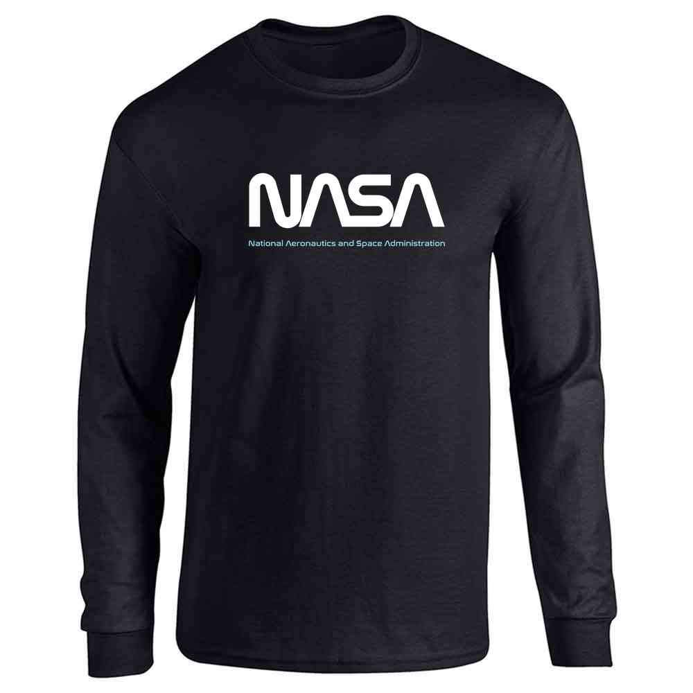 Pop Threads NASA Worm Logo Vintage Retro Graphic Tees Long Sleeve Tee T-Shirt