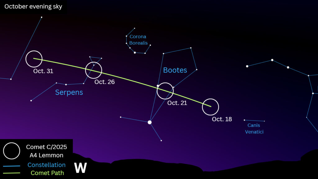 See Comet Lemmon cross paths with a cosmic serpent tonight