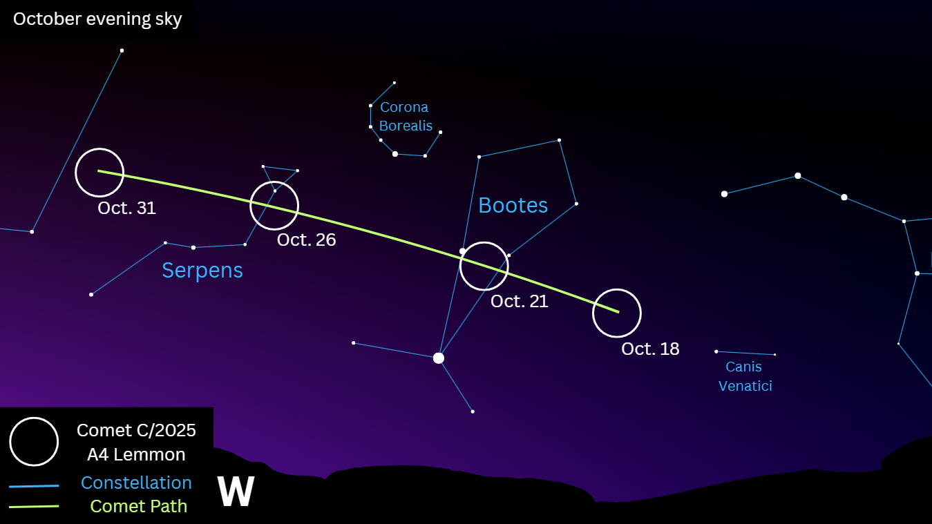 See Comet Lemmon cross paths with a cosmic serpent tonight