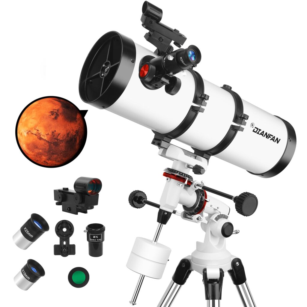 Telescope 150EQ Astronomical Professional Telescope for Adults High Powered, Reflector Manual Equatorial Telescopes for Beginners.Comes with Phone Adapter, Stainless Tripod & Filter and Carrying Bag