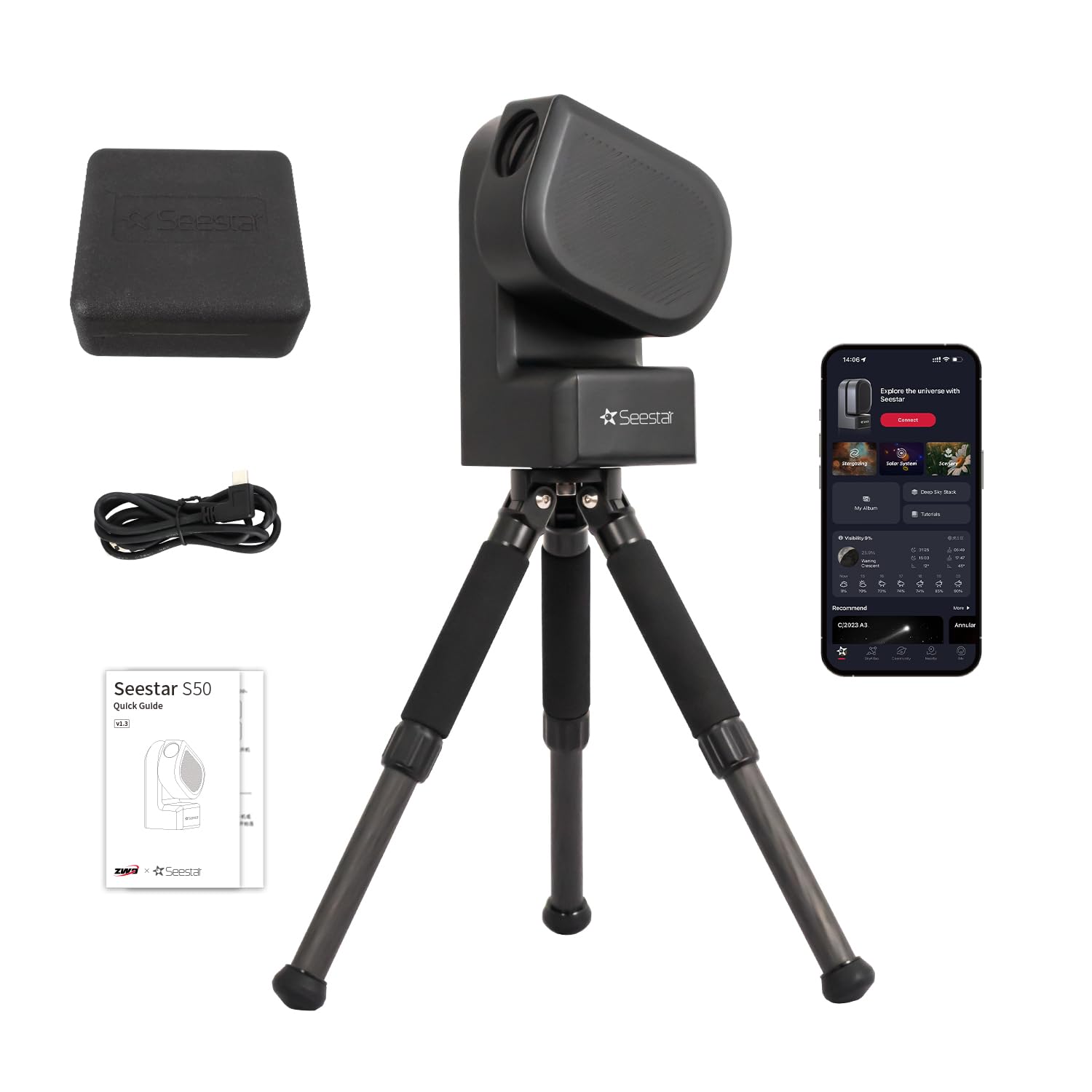 ZWO Seestar S50 Smart Digital Telescope Mulipurpose Autofocus Portable for Beginners and Experienced Users