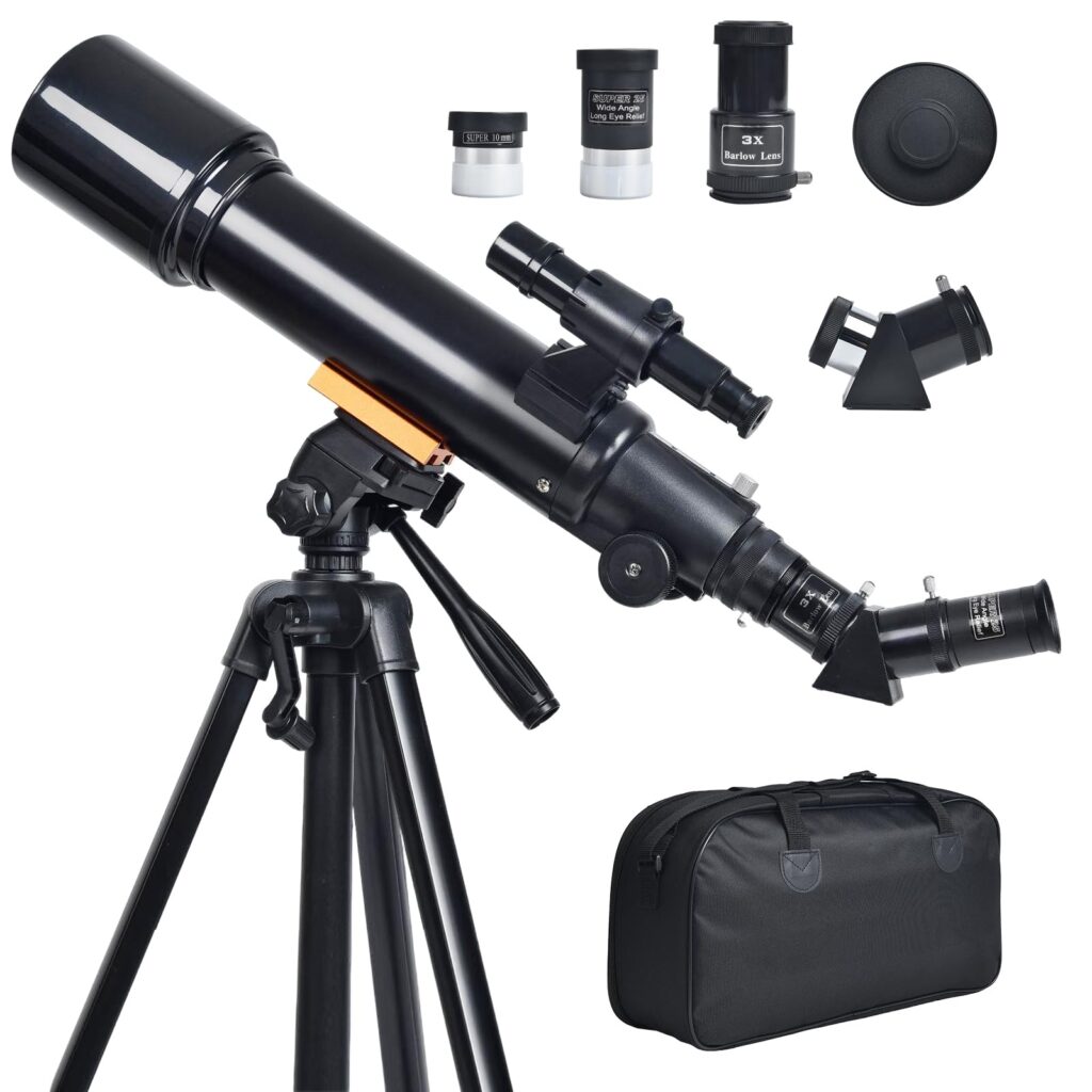 cbeyook Telescope for Beginners & Kids: 70mm / 500mm Refractor (150X HD), Portable Travel Scope, Best Astronomy Gifts for Adults w/Wireless Remote, Carrying Bag. Easy Set Up
