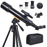 cbeyook Telescope for Beginners & Kids: 70mm / 500mm Refractor (150X HD), Portable Travel Scope, Best Astronomy Gifts for Adults w/Wireless Remote, Carrying Bag. Easy Set Up