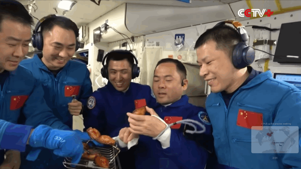 Taikonauts Enjoy BBQ Aboard the Chinese Space Station