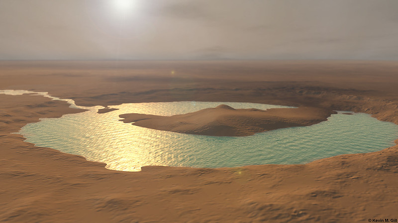 Did a lost moon of Mars create tides in an ancient lake?