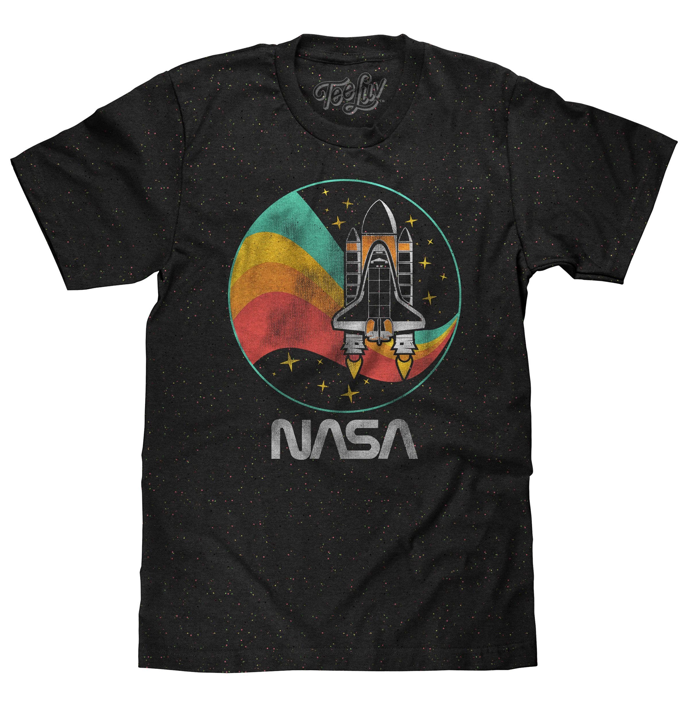 Tee Luv Men's NASA Space Shuttle Shirt – NASA Worm Logo Stars T-Shirt