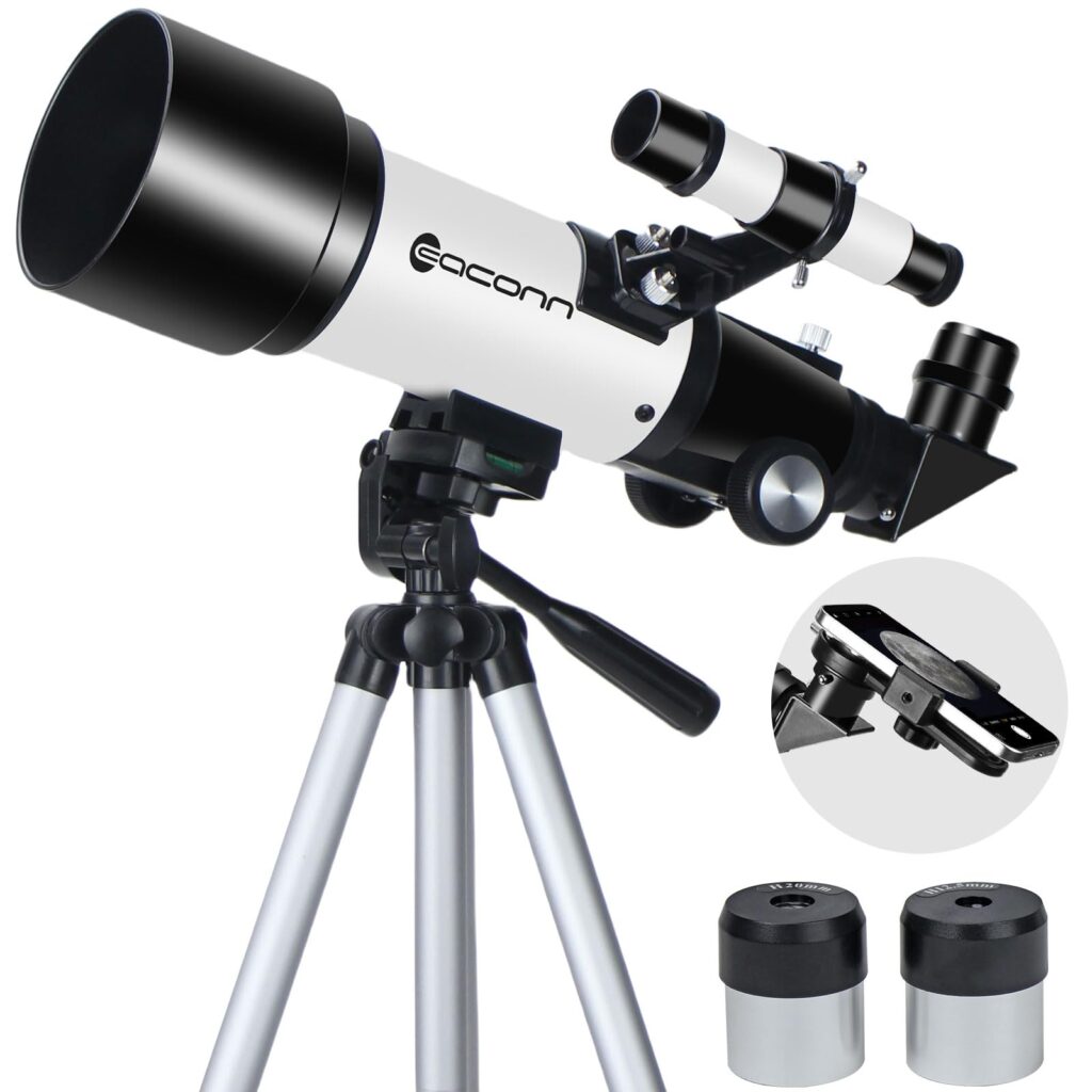 Telescopes, Telescope for Kids and Adults Beginners, 70mm Aperture 400mm Focus Length Refractor Travel Telescope with AZ Mount for Observe The Moon and Landscape-Black