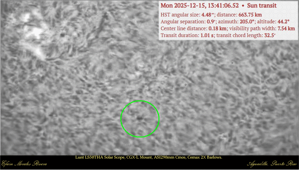 Astrophotographer captures rare footage of the Hubble Telescope crossing the sun (video)