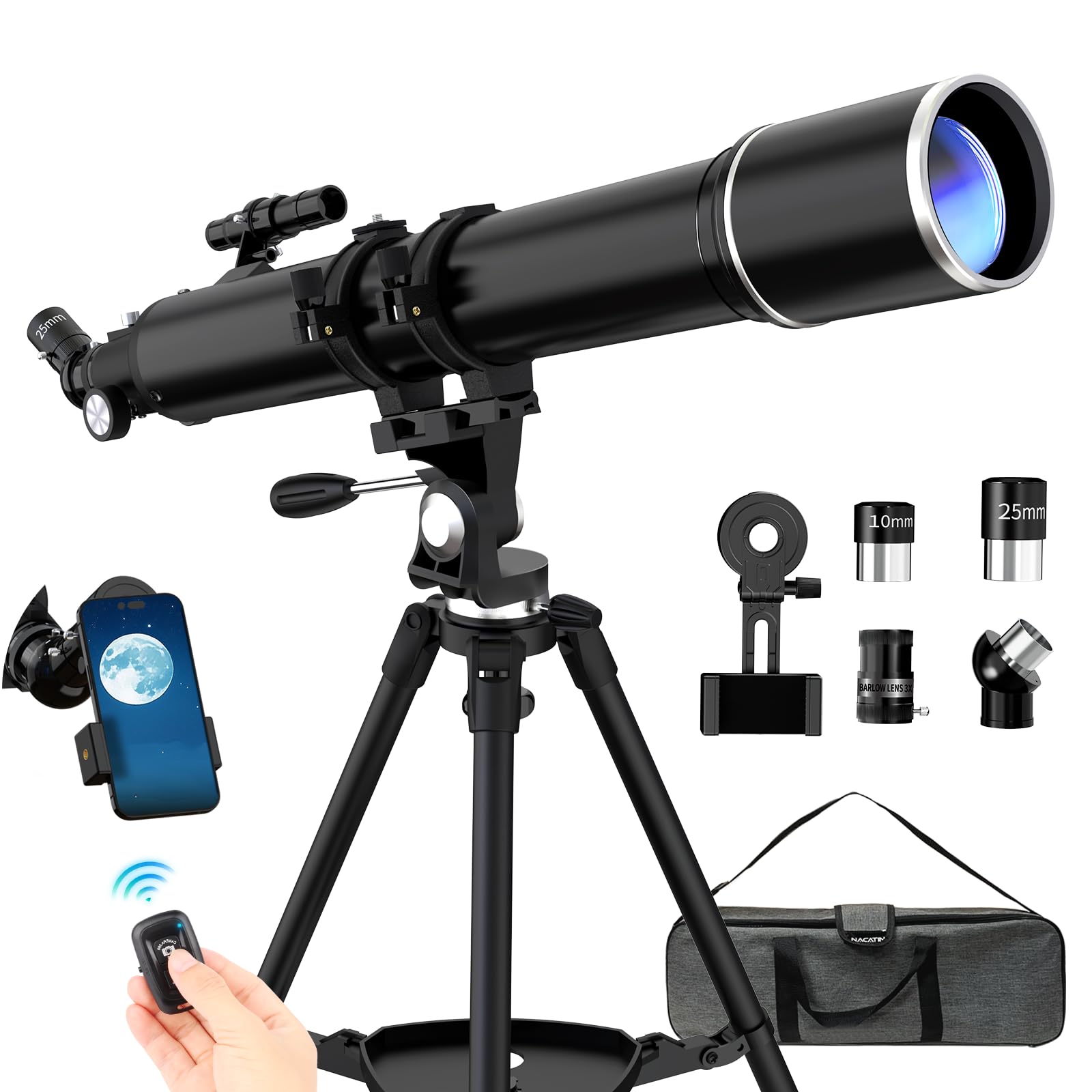FAMIROSA Telescope for Adults High Powered, 90mm Aperture (36X-270X) 900mm Focal Length Refractor Astronomy Telescopes for Planets and Stars, Professional Telescopio with Bag, Phone Adapter, Tripod