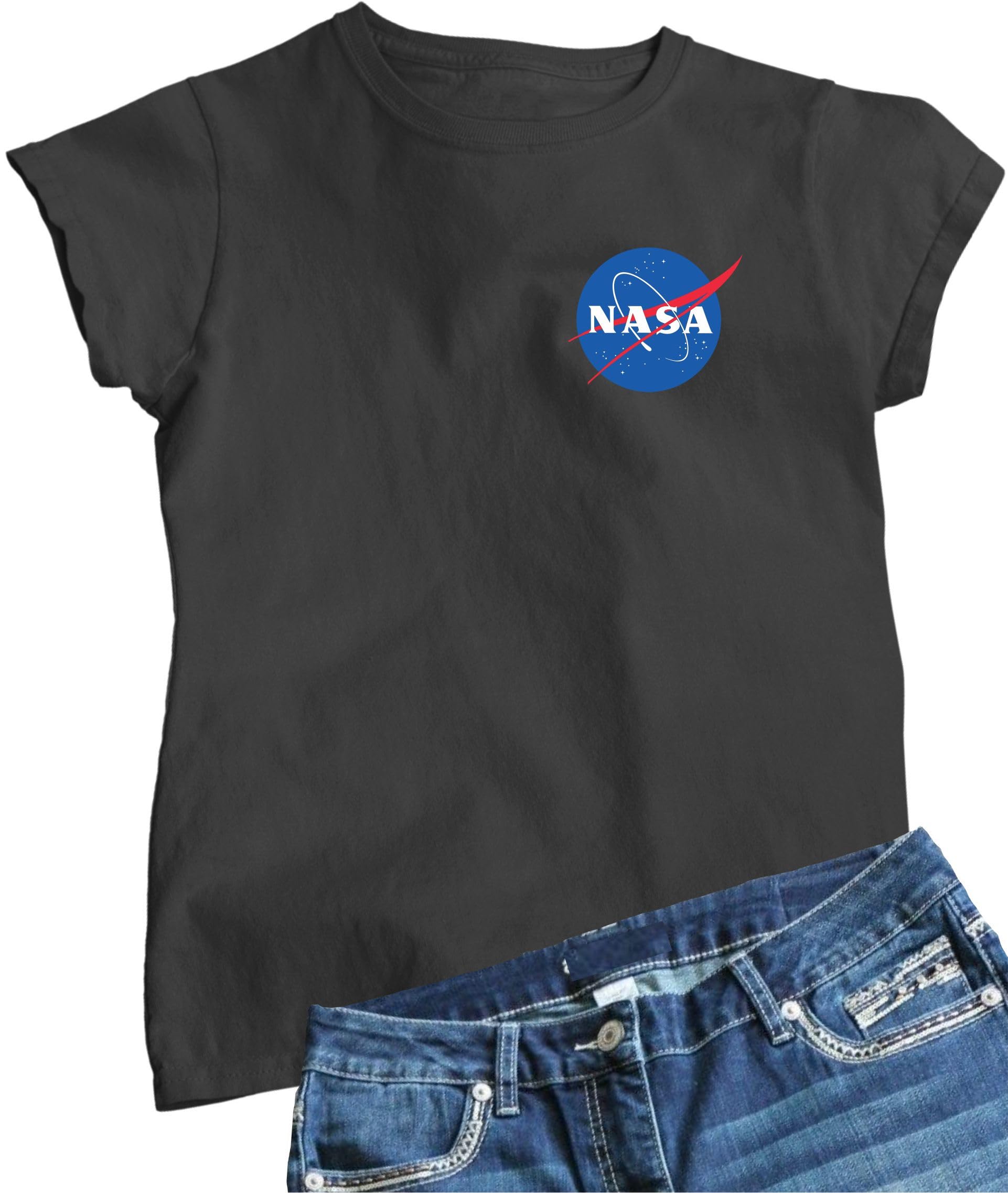 Go All Out NASA Blue Meatball Left Chest Logo Mens Women Youth T-Shirt