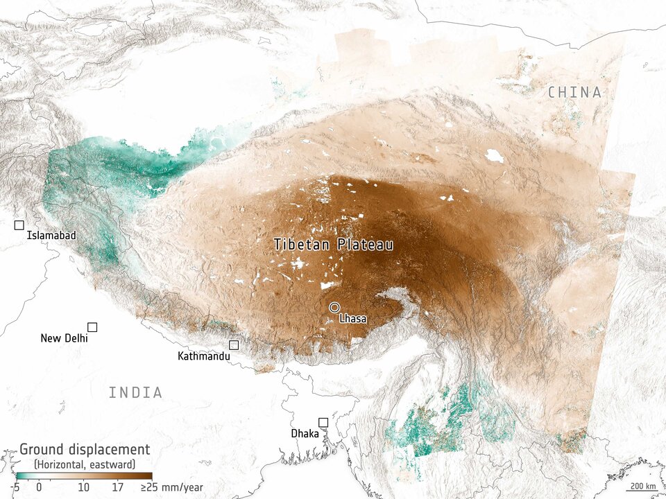 New satellite view of Tibet’s tectonic clash
