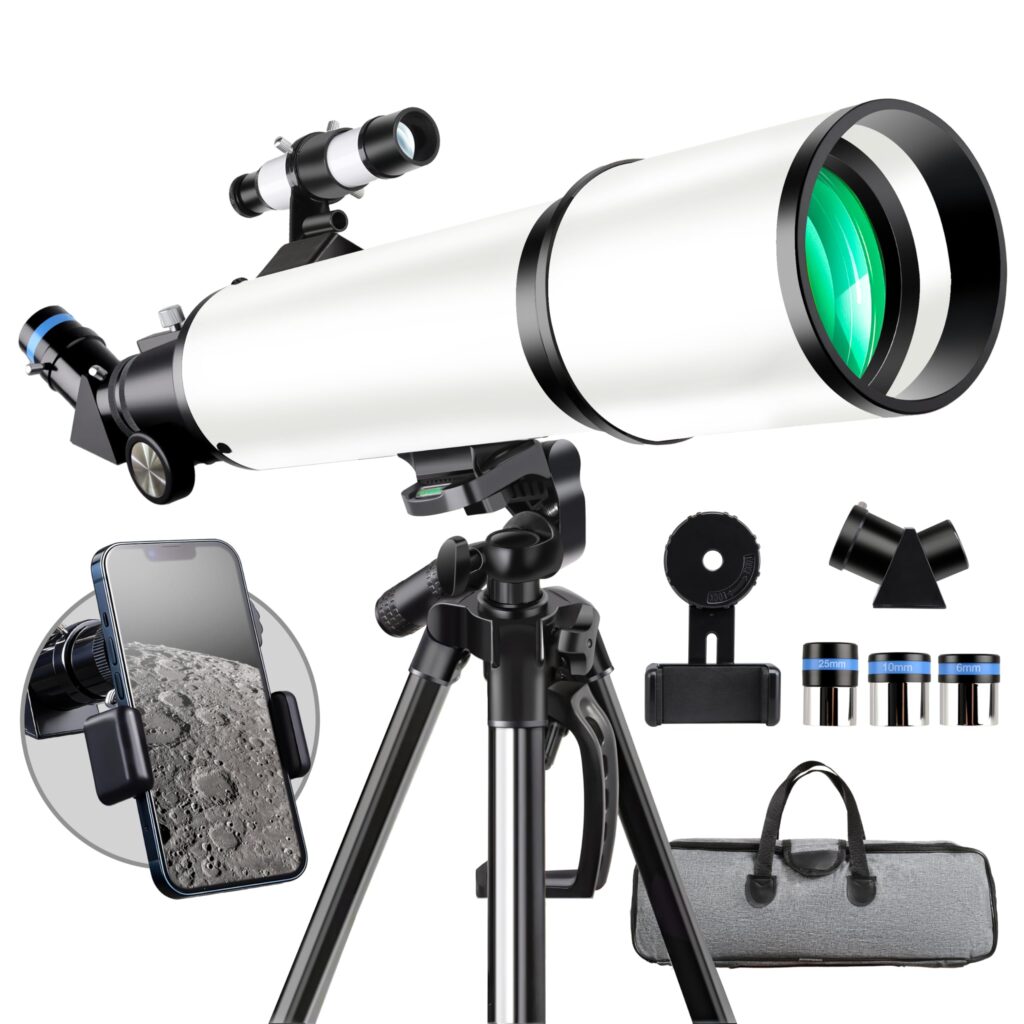 Telescope, Telescope for Adults High Powered,GALAEYES 80mm Aperture 600mm FL with Metal AZ and Phone Holder and Portable Bag,Aperture 80mm