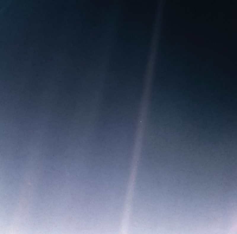 Pale Blue Dot 36 years later: Earth in a sunbeam
