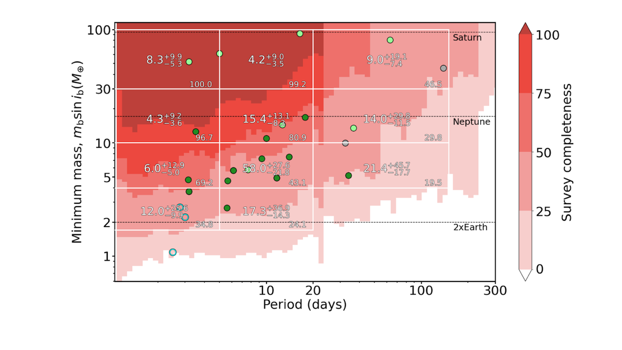 The Dispersed Matter Planet Project Sample — Detection limits, Occurrence Rates and New Planets