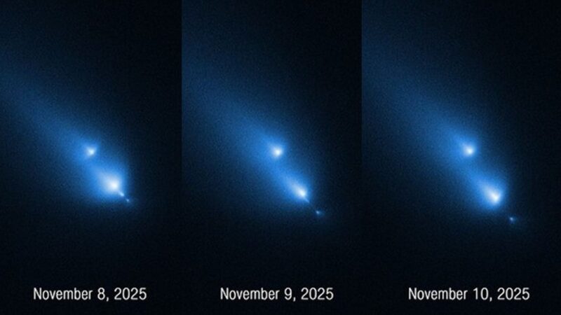 A comet breaks apart, and Hubble sees it happen