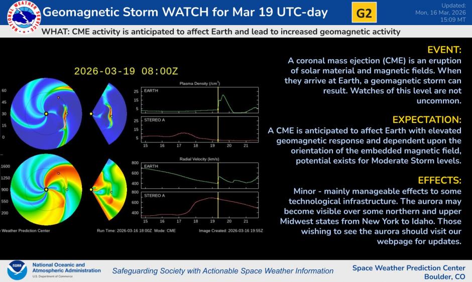 Aurora alert! Powerful geomagnetic storm could spark northern lights as far south as Illinois on March 19