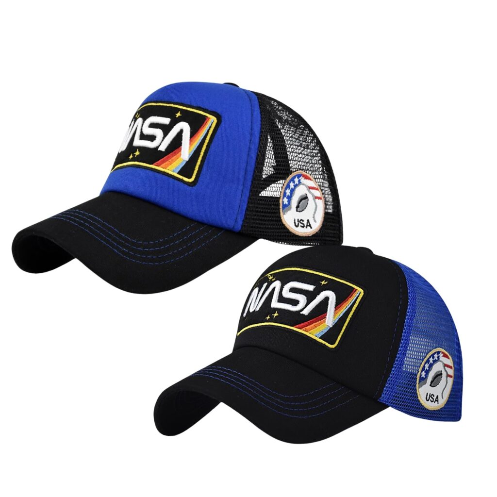 BAIMORE NASA Hat Baseball Cap Mesh Snap Back Adjustable Patchwork Outdoor Sports Cap