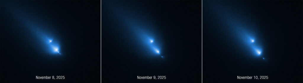 Hubble Observes Stunning Fragmentation of Comet K1 During Close Solar Pass