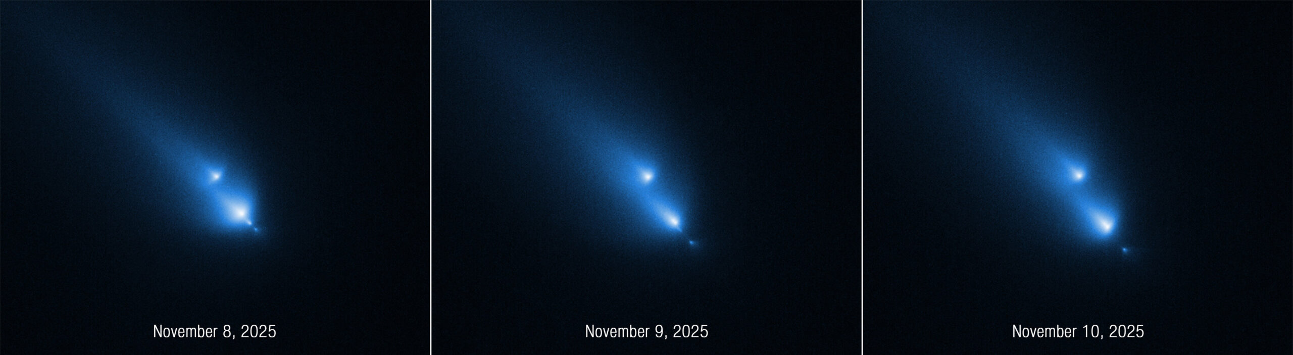 Hubble Observes Stunning Fragmentation of Comet K1 During Close Solar Pass