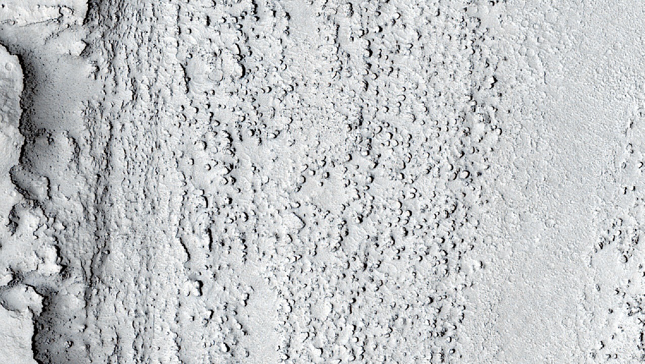 Mars Orbital Recon: The Upstream Edge Of A Crater in Athabasca Valles