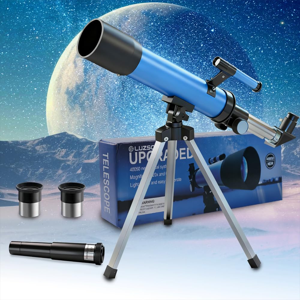 Telescope for Kids 50mm 100x Magnification Beginner Telescopio with Tripod, 2 Eyepieces & Finder Scope, STEM Educational Gift for Boys & Girls Ages 6-12, Portable Kids Telescope for Astronomy