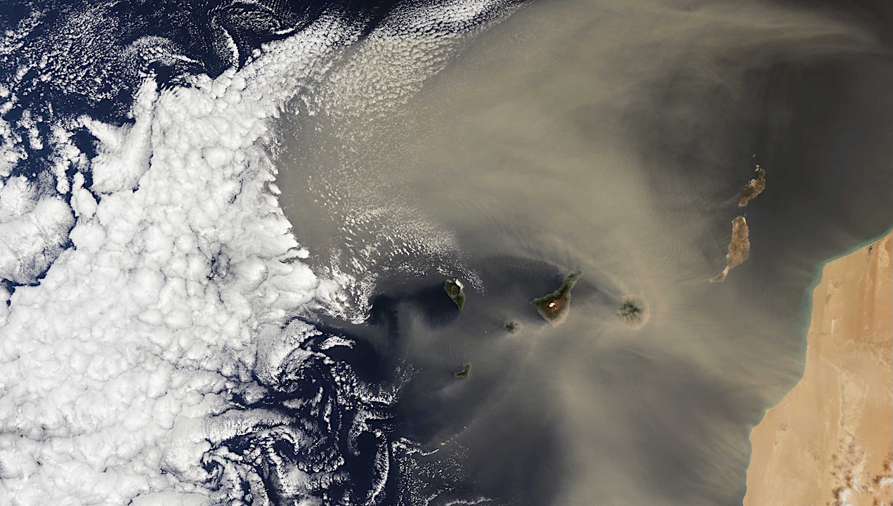 Desert/Water Planet Interaction: Sahara Dust Storm Over The Canary islands