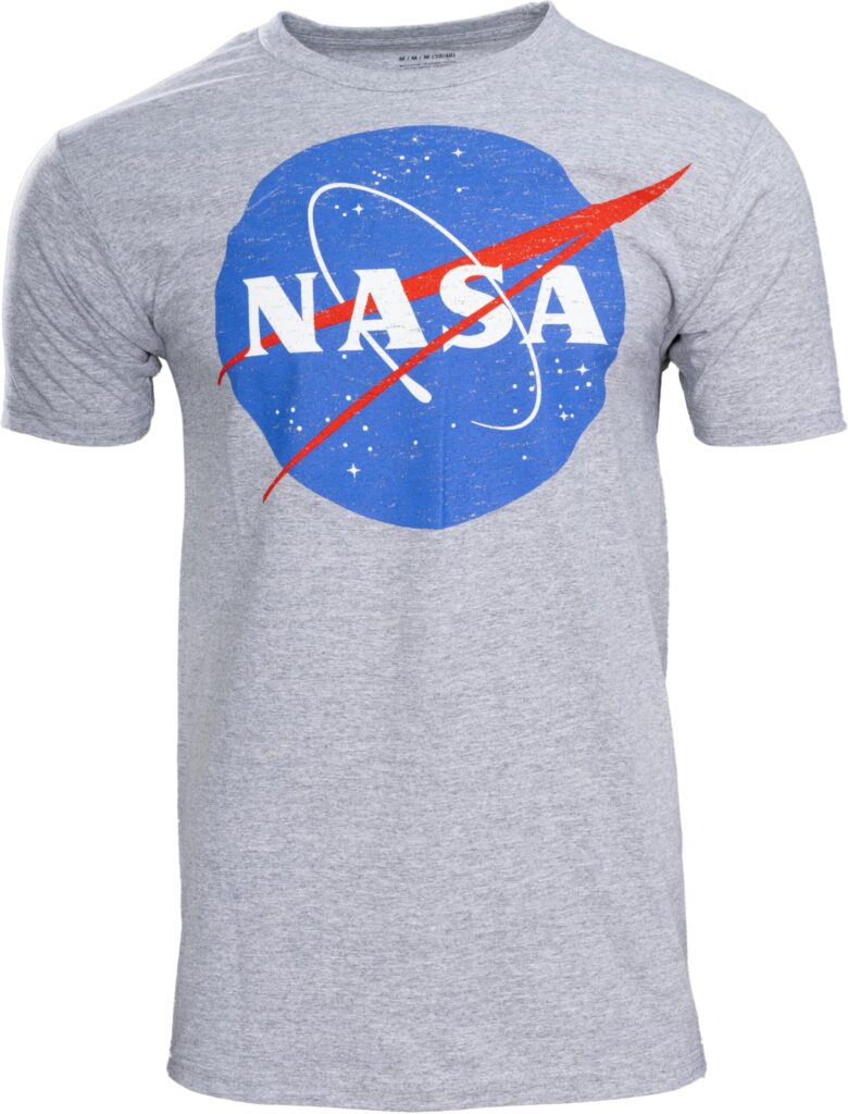 NASA Logo Men's Officially Licensed Short Sleeve Gray T-Shirt