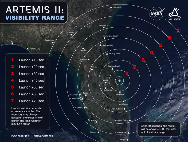 NASA's Artemis 2 moon launch may be visible from Florida and southern Georgia today. Here's when to look