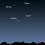 The moon and Jupiter steal the show after sunset on April 22