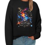 Ezcosplay Women Space Astronaut Sweatshirt Universe Planet Galaxy Graphic Pullover Tees Funny Sci-Fi Shirt Outfit