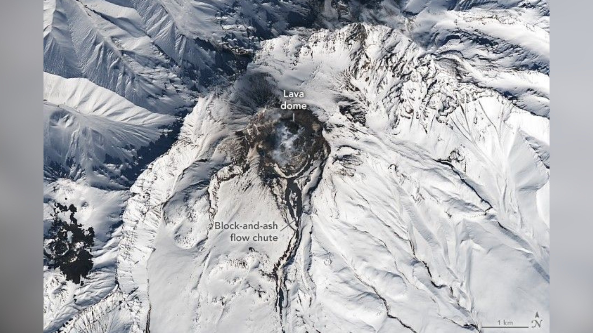 Satellite spies one of Russia's most active volcanoes melting snow from the inside out