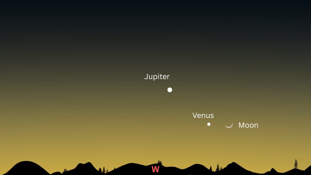 Venus and a slender crescent moon steal the show after sunset on May 18